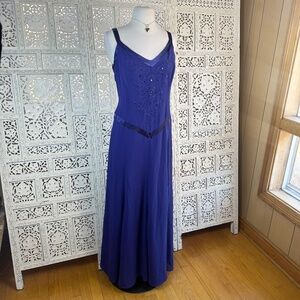 Vtg NWT Royal Purple Beaded Sequin Fairy Formal Cocktail‎ Long Dress Sz Medium